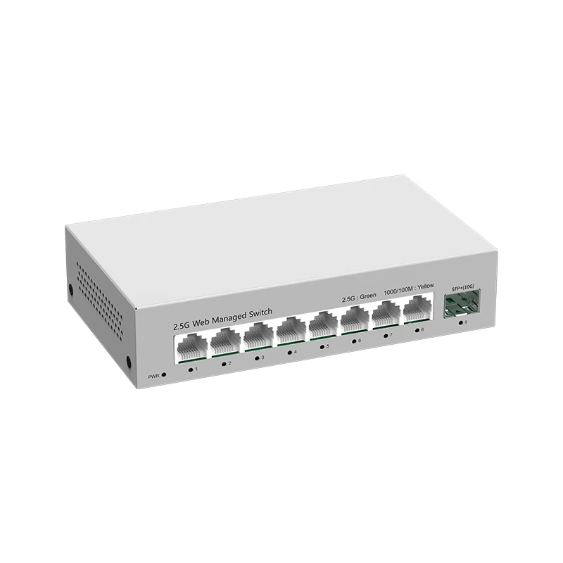 2.5GbE beheerde switch 8-poorts 2.5GBASE-T netwerkswitcher 10G SFP+ slot Uplink Web Managed Hub Internet Splitter Fanless - afbeelding 2