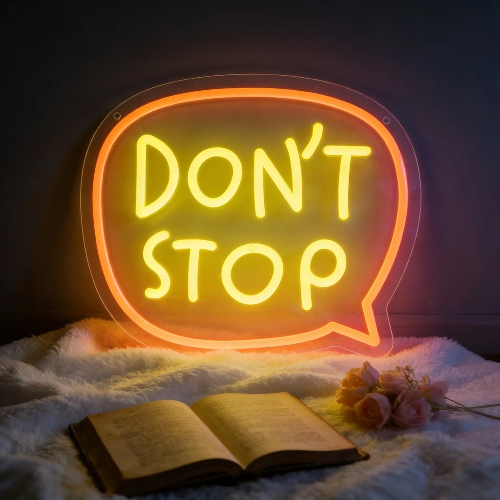 

Неоновая вывеска «Не останавливайся» с надписью в виде пузырьков речи, мотивационная, USB, с регулируемой яркостью, светодиодная неоновая лампа для дома, офиса, спортзала, спальни, гостиной, декор для стен
