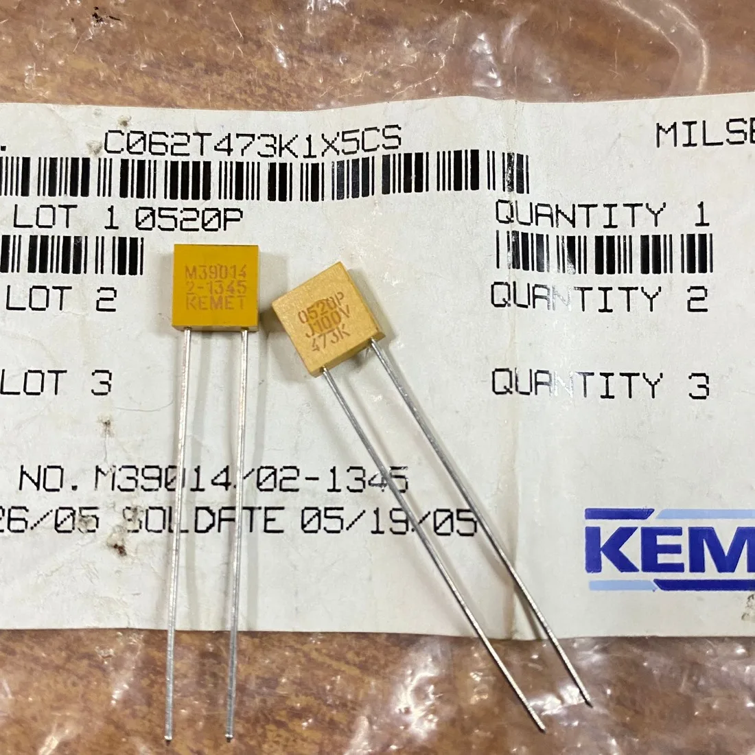 10PCS/M39014/02-1345 100V47NF 0.047UF ceramic monolithic capacitor C062T473K1X5CS