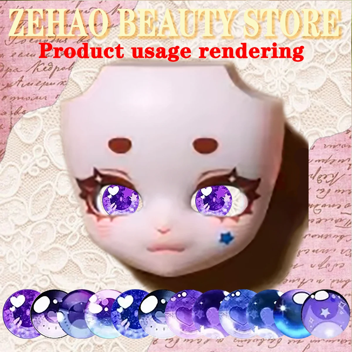 Purple Cosmic Sweet Eye 12Pcs Eye Select Size 10MM-40MM Glass Cabochon  Eye DIY Blyth Doll Accessories JD030