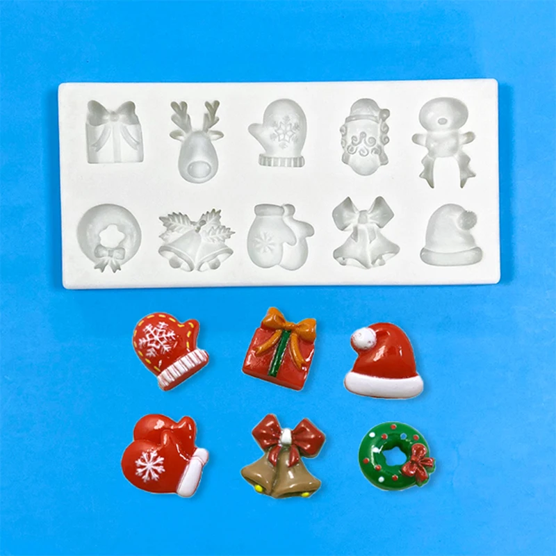 Santa Gift Gift Box Snowman candy Fondant silicone mold Christmas stocking hat Glove donut candy DIY chocolate mold