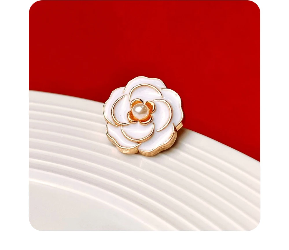 10 Stück Metallknöpfe, Kleidungszubehör, Blumenförmige Knöpfe für Kleidung, DIY-Bastelzubehör, Nähzubehör, mit Perlen verzierte Dekoknöpfe – Detail 5
