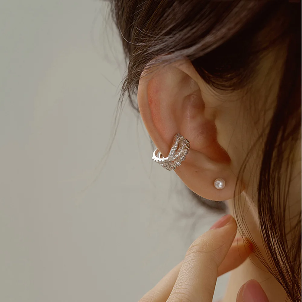 1pc Ohr Manschette Kein Piercing Conch Ohr Knochen Ohrring Neue Kpop Stil Silber Farbe Micro Intarsien Zirkon Kreuz Ohr clip Knorpel Schmuck – Detail 6