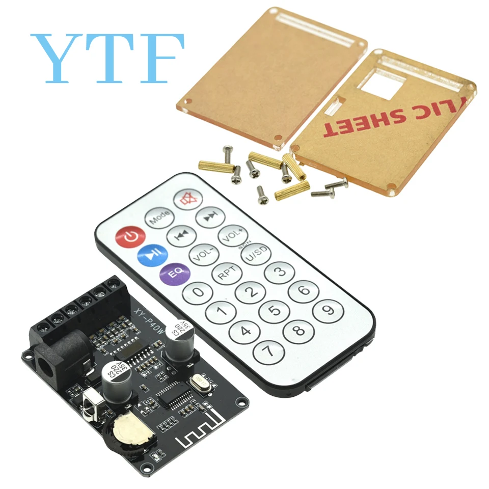 XY-P40W Bluetooth 5.0 Power Amplifier Audio Board Stereo Digital Amplifier Small Stereo AMP Home Theater With Remote Control