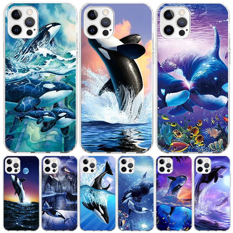 Sea Orcinus Orca Phone Case For Apple Iphone 11 12 13 Mini 14 15 16 Pro Max 7 Plus X XS XR SE Art Customized Coque Capa