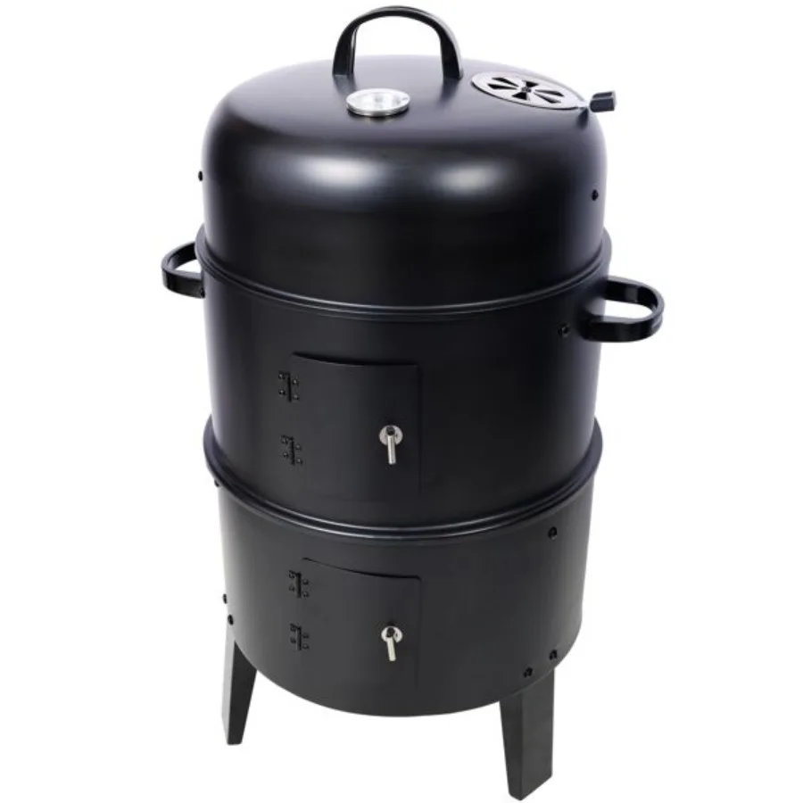 

Charcoal Smoker Grill Wood Smoker Grills Outdoor Cooking 16 Inch Vertical Smoker Portable BBQ Grill for Camping Black