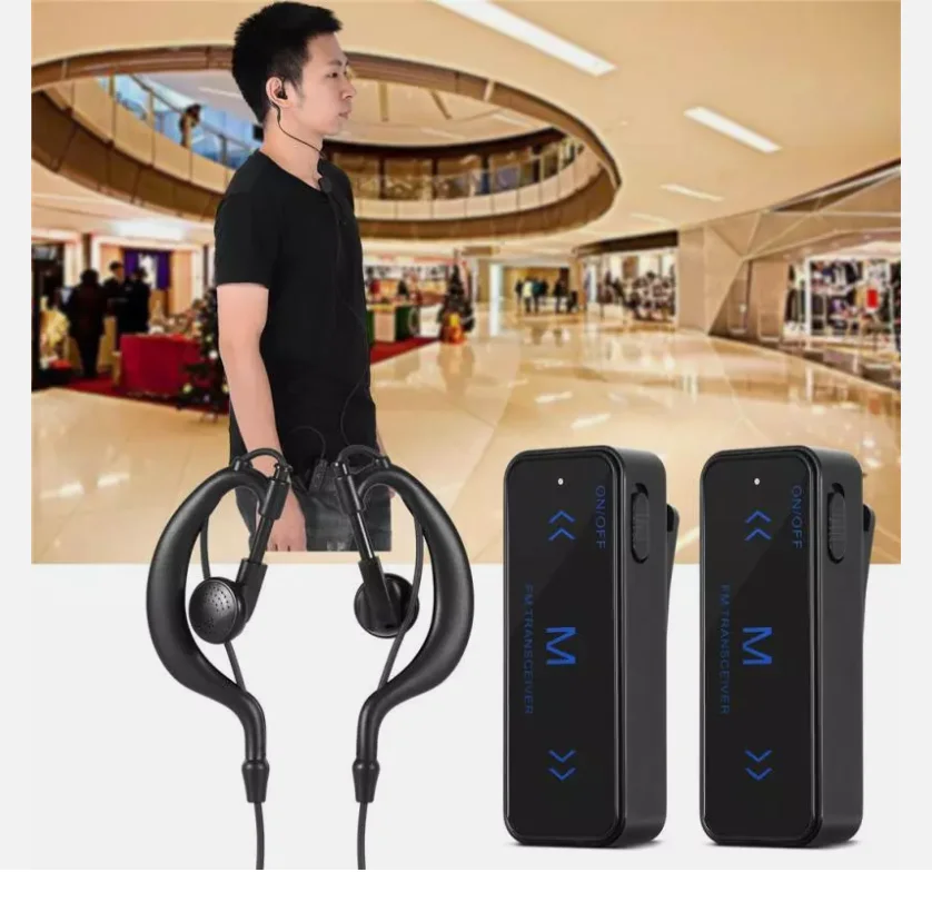 미니어처 워키토키, 양방향 라디오 트랜시버, 이어피스 헤드셋, 귀마개, USB 충전, 3W 400-470MHz, 2 개