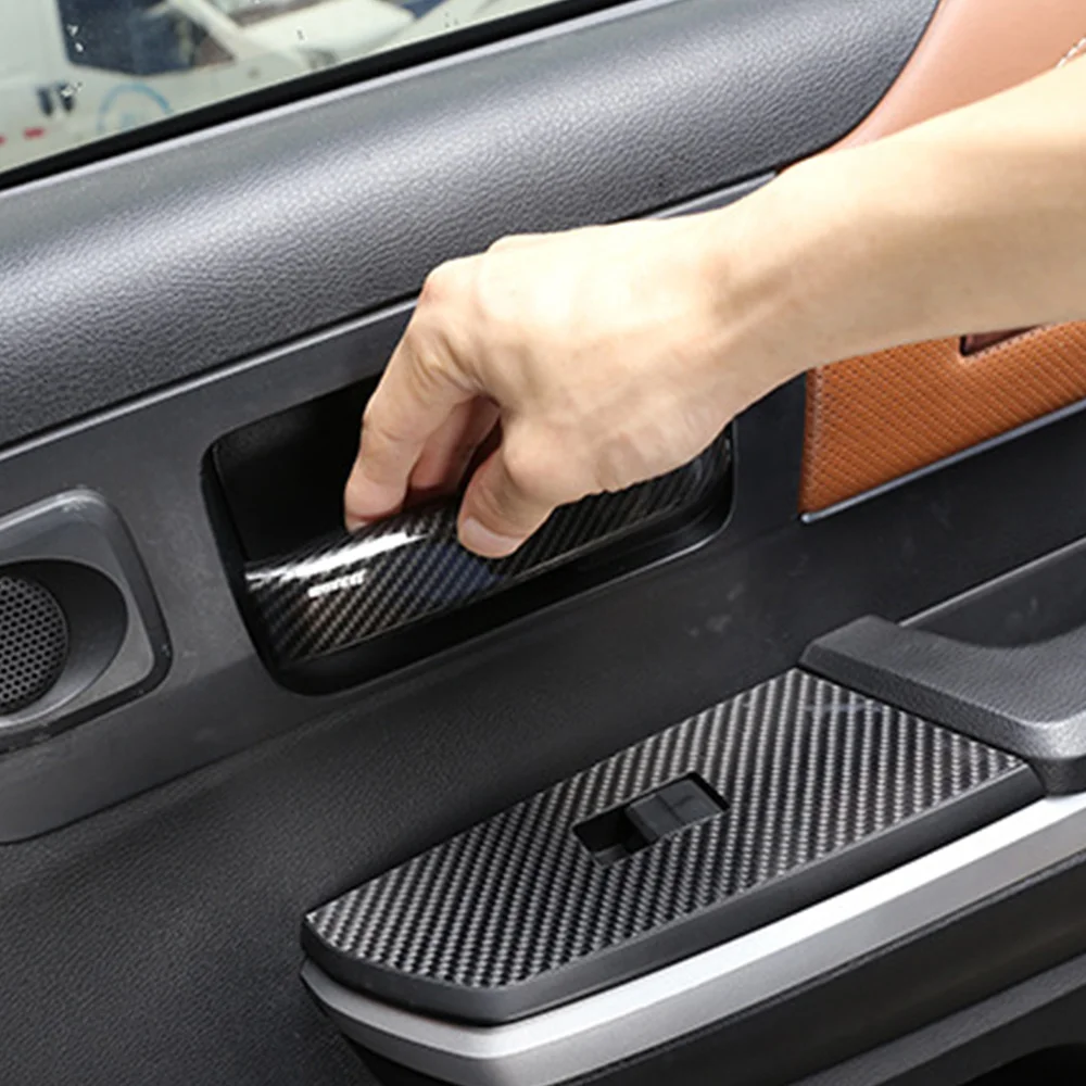 Car ABS Carbon Fiber Door Handle Trim Strip Cover for / Sequoia