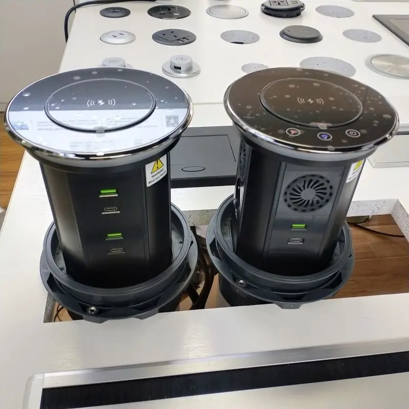 

Розетка европейского стандарта, водонепроницаемая, с управлением через приложение Wi-Fi, умный моторизованный светодиодный динамик, кухонная настольная всплывающая розетка с беспроводной зарядкой