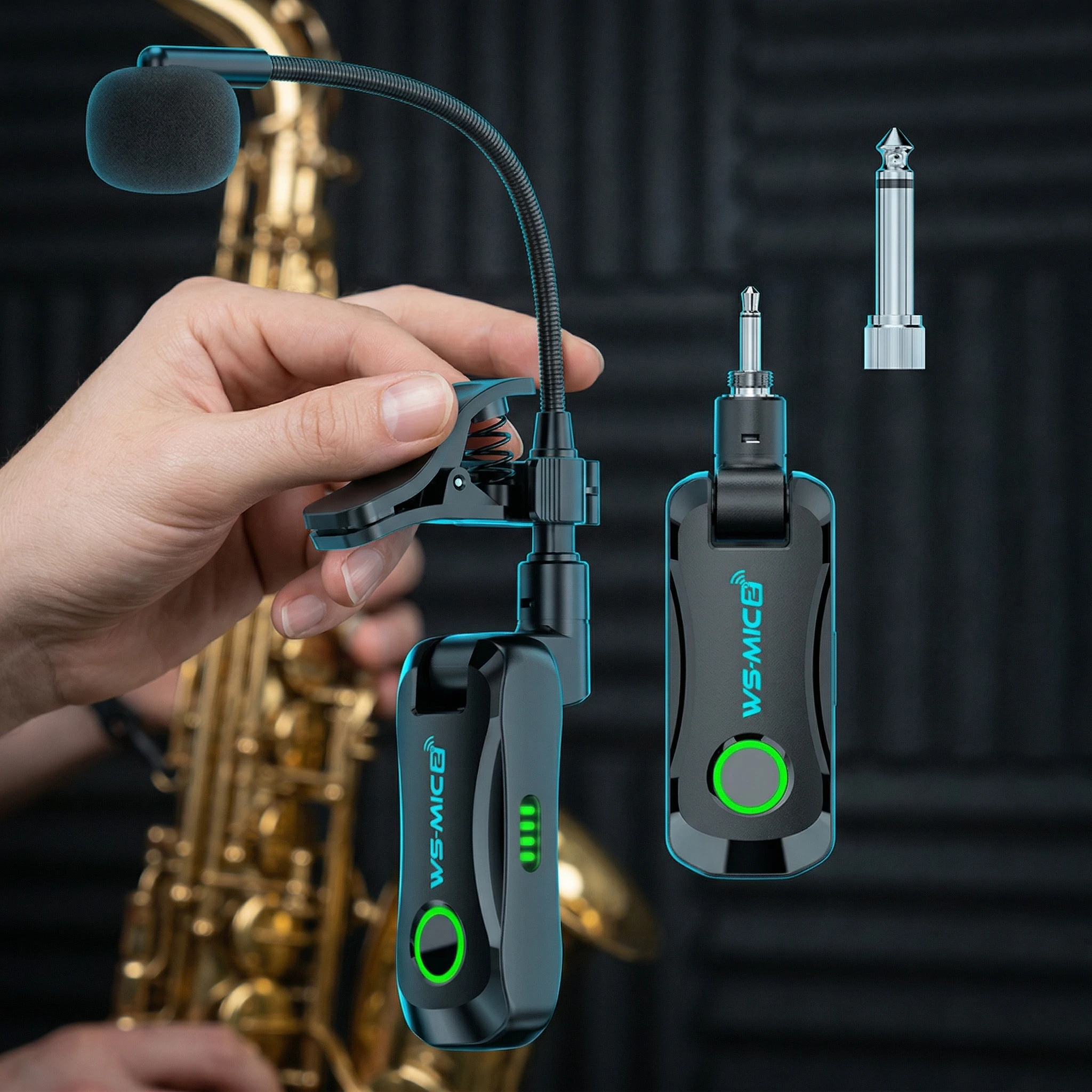 

Беспроводной перезаряжаемый микрофон Miwayer WS-MIC2 для акустических инструментов: высококачественный звук, защита от помех для саксофона и скрипки