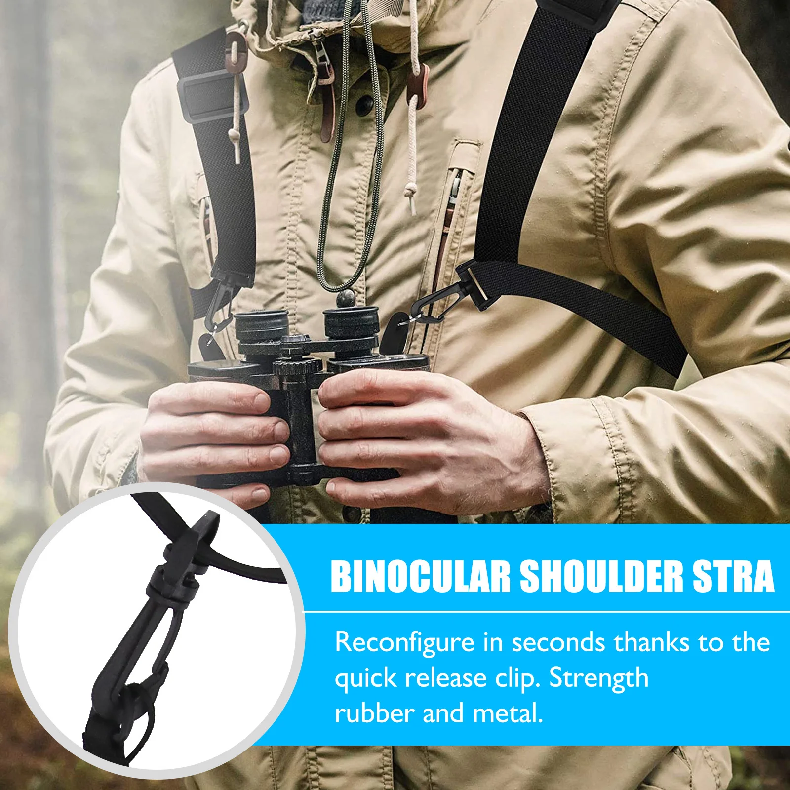 

Binocular Harness Strap Outdoor Adjustable Long Length Quick-Adjust Non-Slip for Hiking Camping Telescope Binocular Chest Strap
