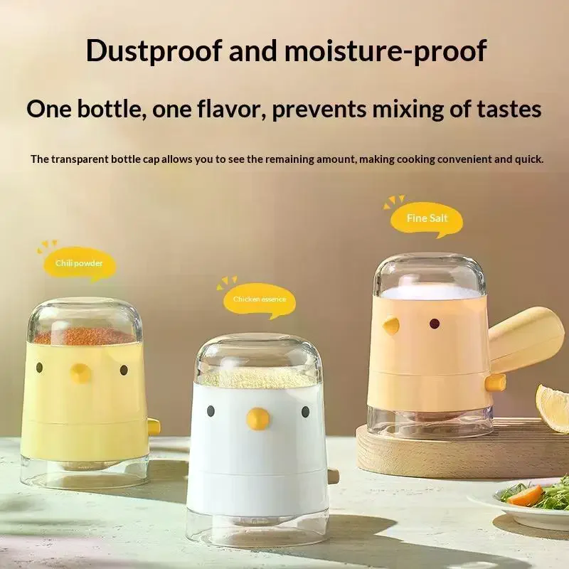 Bird-shaped Salt Bottle Cartoon Press-Type Salt Dispenser Quantitative Seasoning Bottle Dustproof Control Quantity Spice Jar