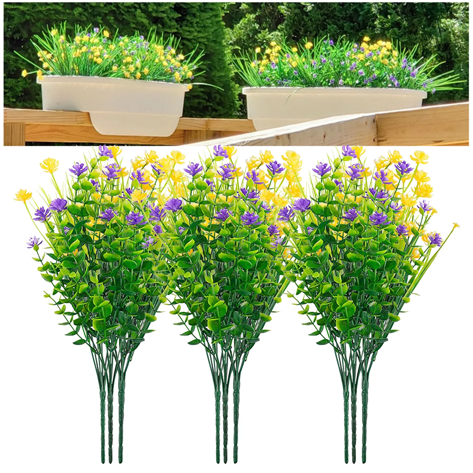 Artificial Flowers 9 Bunches Natural Bright Colors Odorless Widely Used Plastic Flower For Window Garden Office