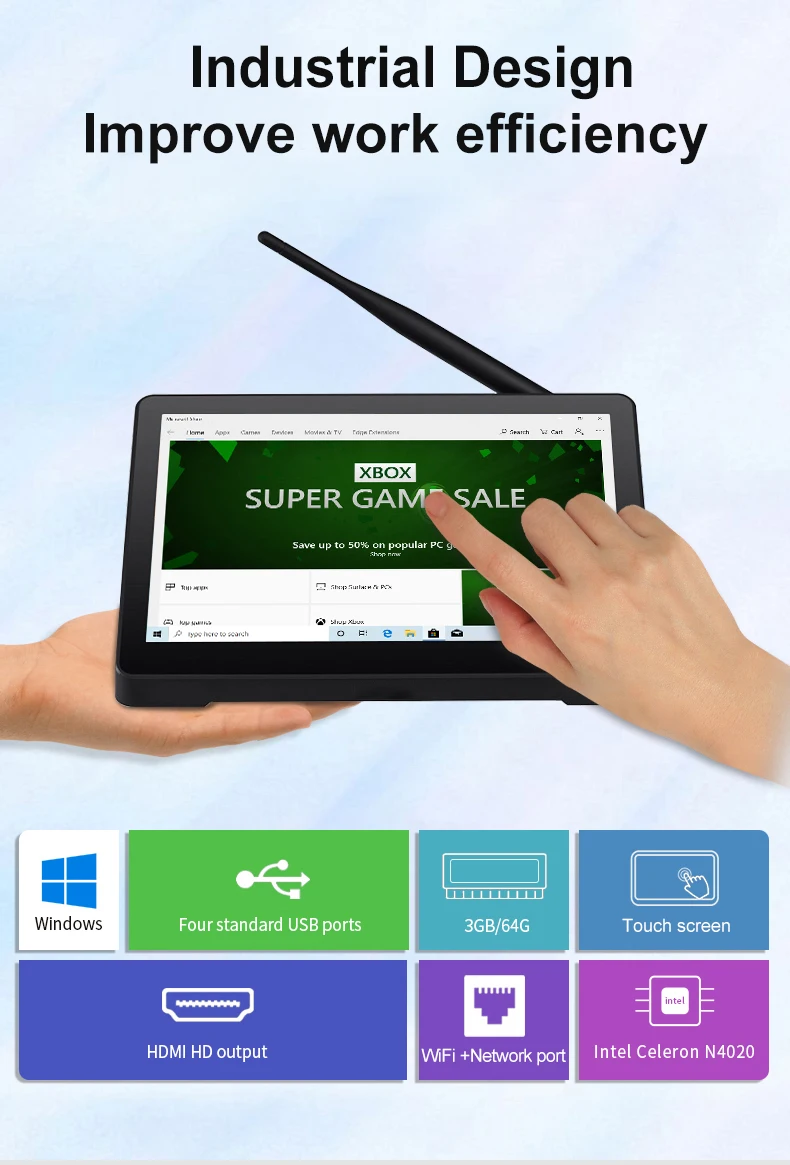 Original Genuine PIPO X8 Intel Celeron J4105 Mini PC Win 10 OS 7″ 1280*800 IPS 4G RAM 64G ROM USB 3.0*4 WiFi BT 5.0 Mini Desktop