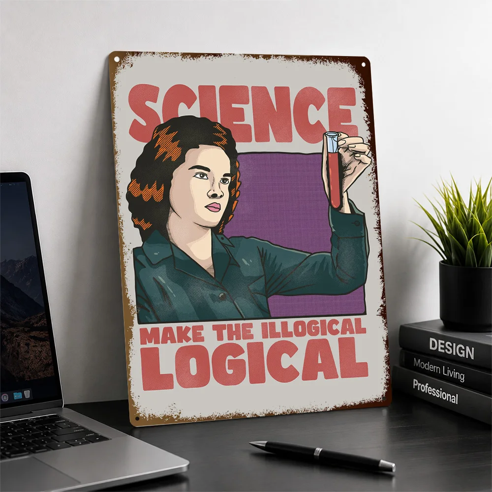 Science Laboratory Woman Quote Aluminum Poster Retro Typography Wall Art For Home Office Personalized Metal Sign Birthday Gift