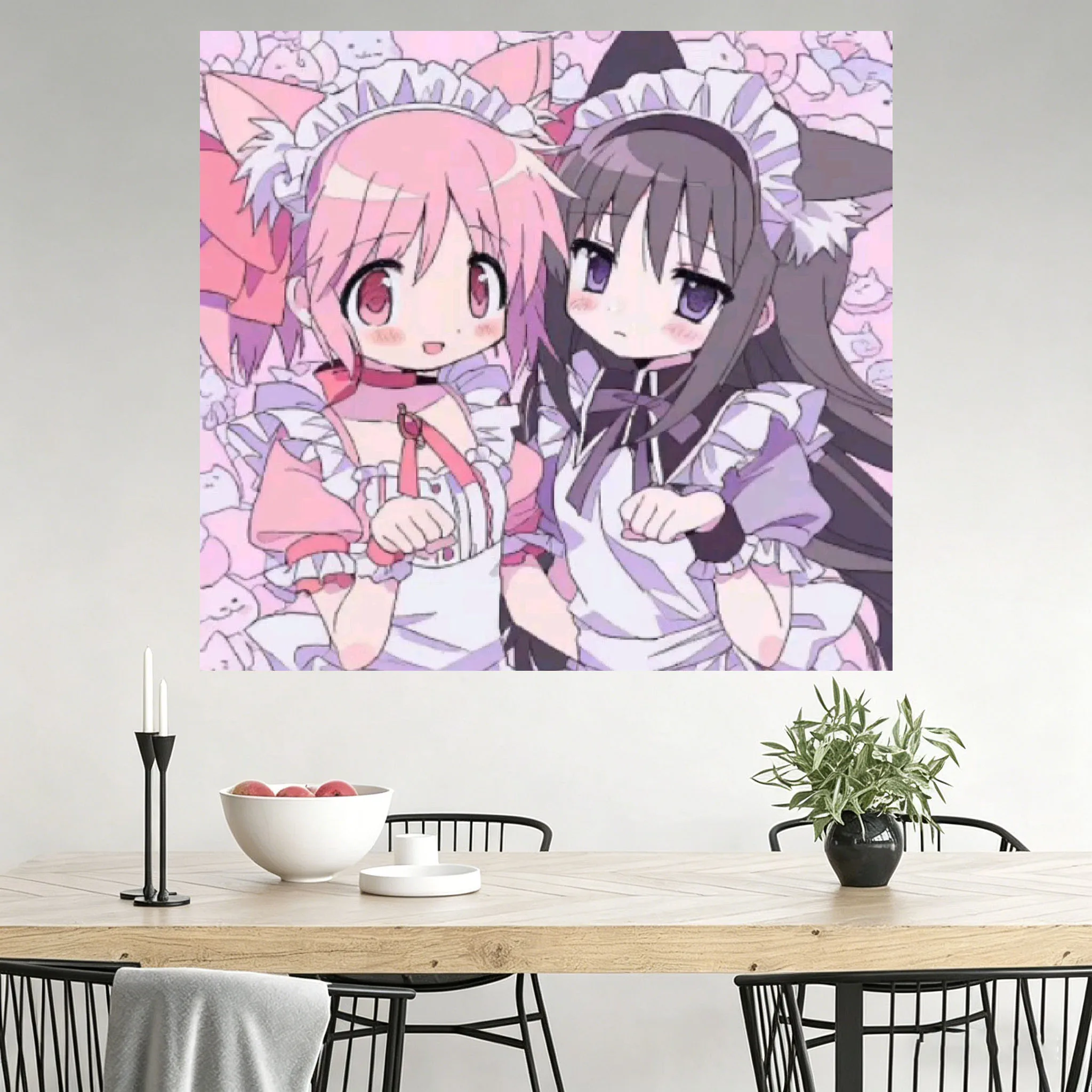 VIKAMA Magical Girl Large Tapestry Nekomimi Maid Outfit Design Cute Room Stuff Gift For Friends Suitable For Bedroom Dorm Decor