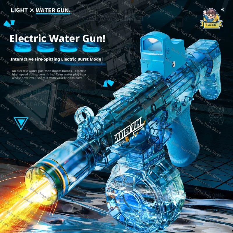Electric Fully Automatic Water Gun Toy High Capacity Drum Magazine Rechargeable Battery Included Outdoor Summer Beach Game Gift
