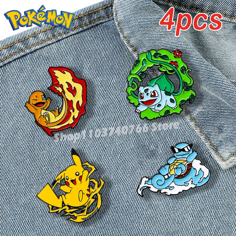 Pokemon Kawaii Enamel Pins Anime Gmae Pikachu Charmander Bulbasaur Brooches Backpack Pin Accessories for Friends Jewelry Gift