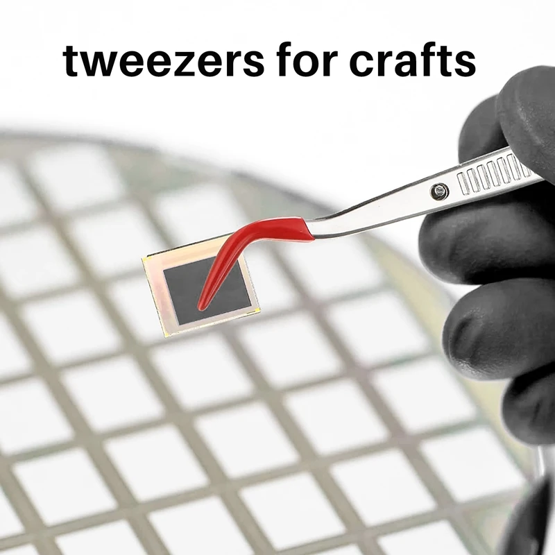 2 PCS Tweezers Curved Bent Rubber Tip Tweezers Stainless Steel Crafts Tweezers For Lab Jewelry Making
