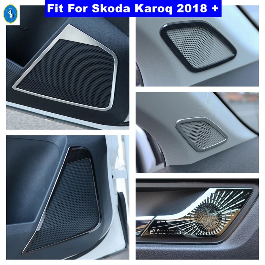 

Car Pillar A Door Handle Bowl Stereo Speaker Audio Loudspeaker Sound Cover Trim For Skoda Karoq 2018 - 2022 Interior Accessories