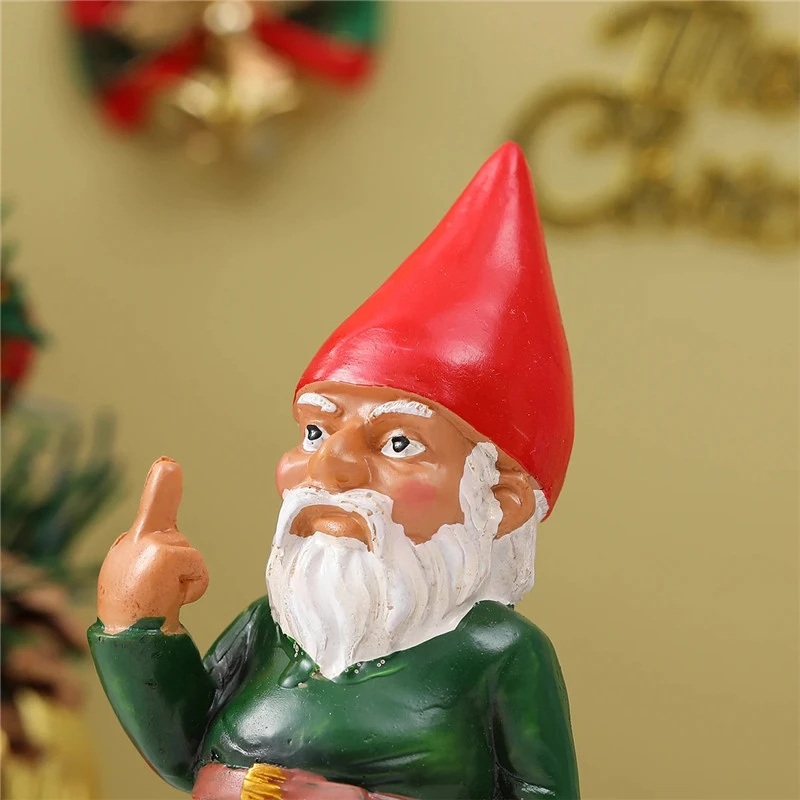 1pc Give The Middle Finger To Drink The Old Man Resin Decoration Gnome Statue for Lawn Garden Decor Ornament