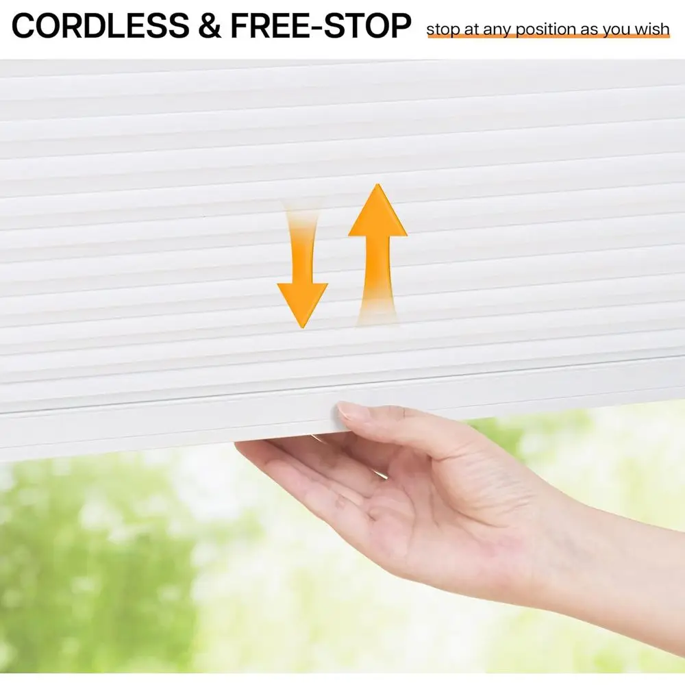 Wireless Cellular Shades, Light Filtering, Insulated UV Protection, Easy Install, 36x48, White