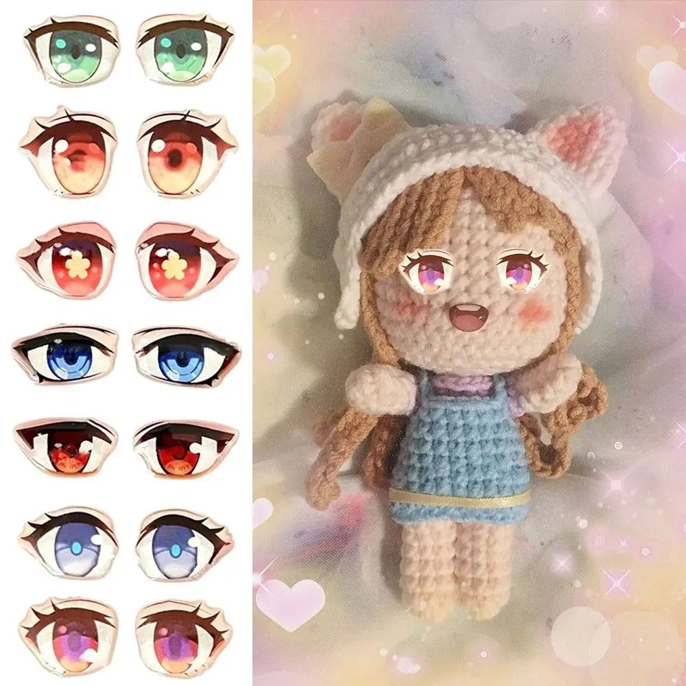 Glass crystal Cartoon Eyes Stickers New Decals 6/8/12/15mm Face Organ Paster Stars Eye Chips Paper Anime Figurine Doll