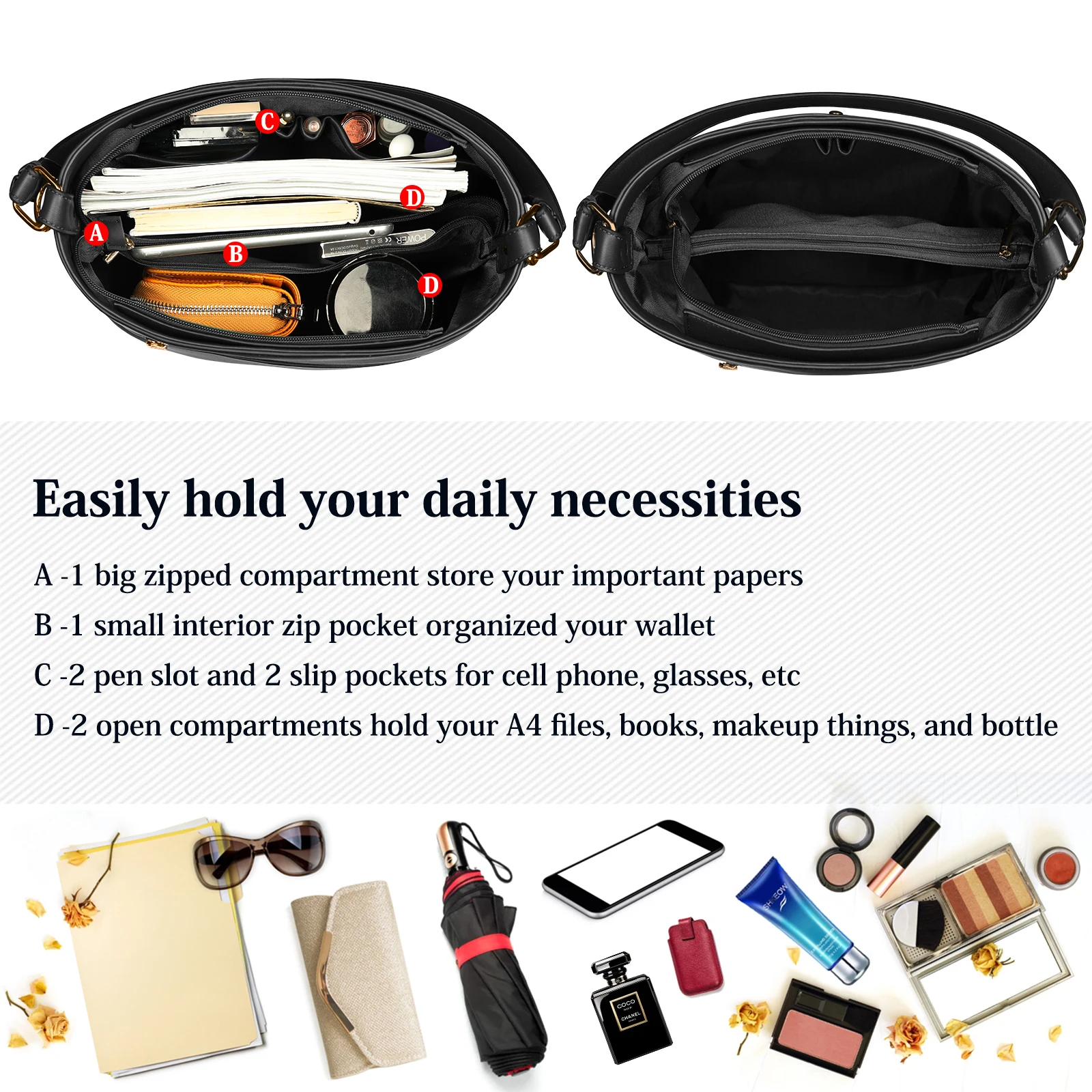 حقيبة كتف نسائية من Lubardy مصنوعة من جلد البولي يوريثان مع حقيبة يد كلاسيكية بحزام قابل للتعديل #3