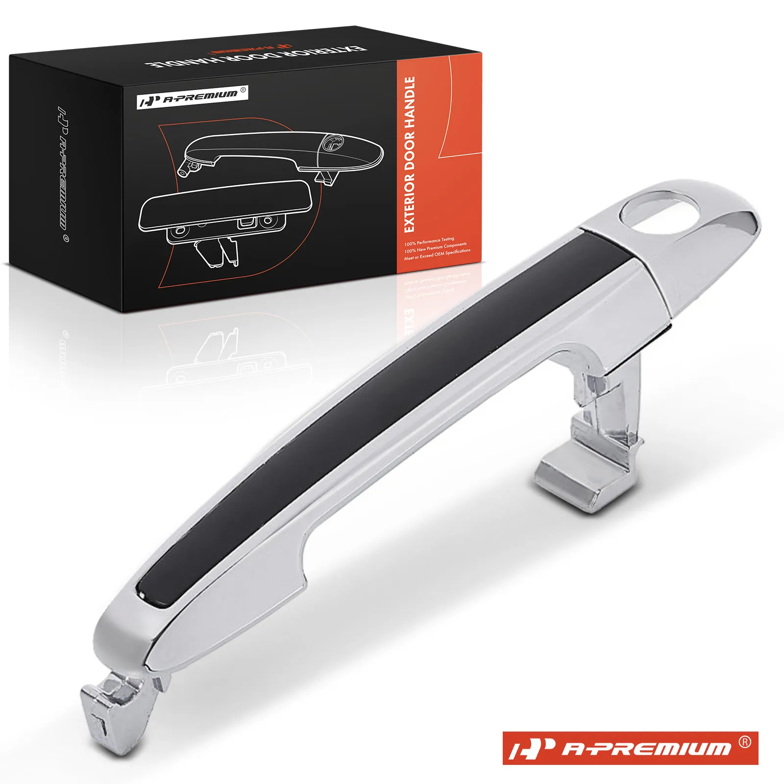 A-Premium Front Driver Side Chrome Handle with Black Insert Exterior Door Handle for Hyundai Sonata 2006-2010