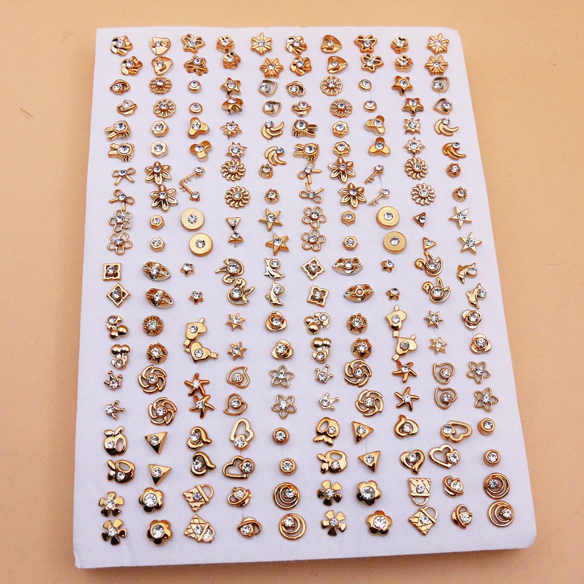 100 Rhinestone Small Stud Earrings Plastic Base Assorted Jewelry Mix Styles Elegant Accessory For Women Girls Gift Box