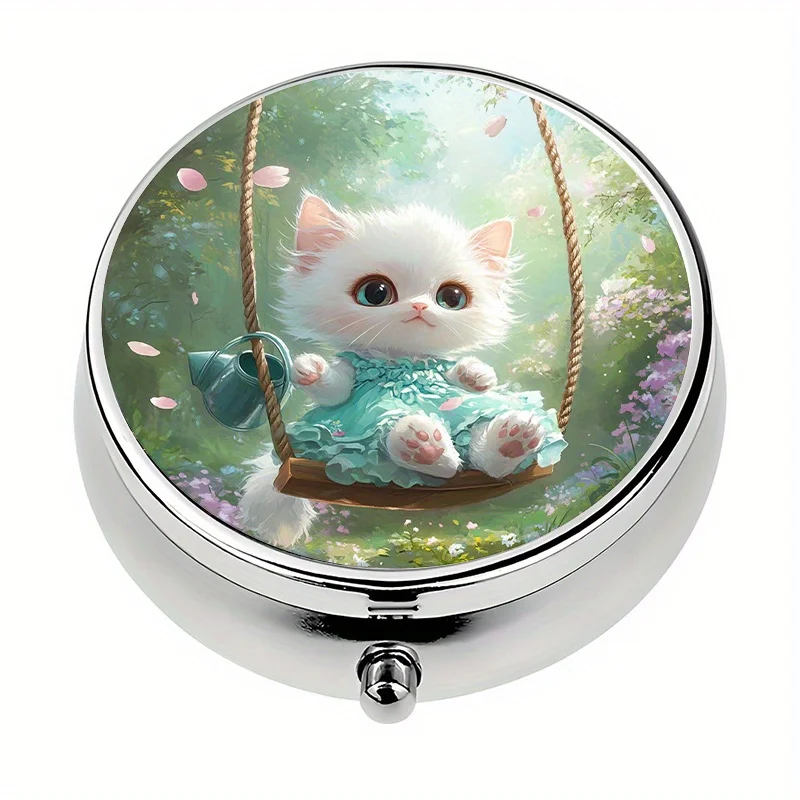 1 mini pill box with 3 compartments, cute cat-themed mini pill box, medication storage box, perfect for travel and storing vitamins
