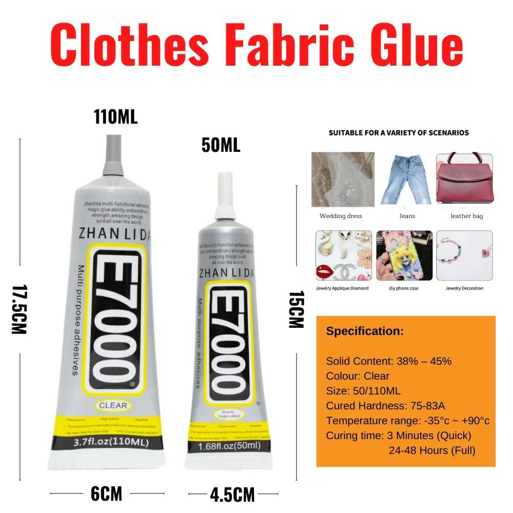 e7000 Glue Contact Adhesive for Rhinestone Fabric Leather Clothing Multipurpose Diamond Crastal Jewelry Wedding Dress