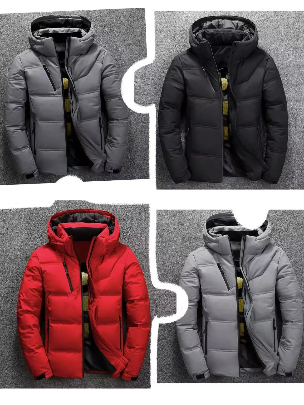 Men's hooded detachable down jacket, outdoor multi pocket zipper design, thick and warm top, fashionable parka coat