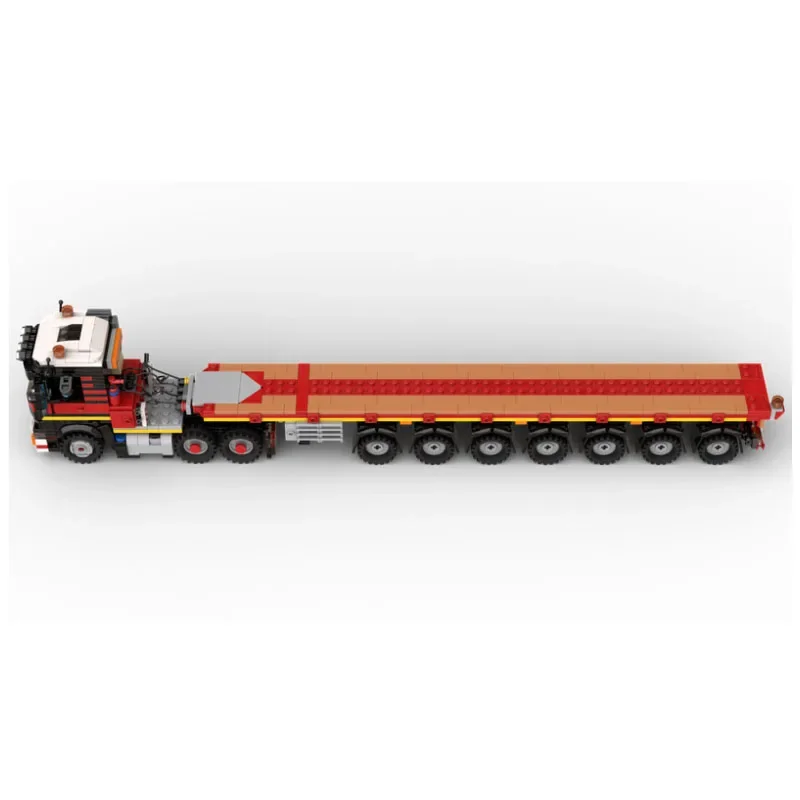 Building Block MOC-153856 6x4 Half Tractor with 7 Axle Ballast Trailer 1119PCS Kids Birthday Gift Christmas Toy Decoration