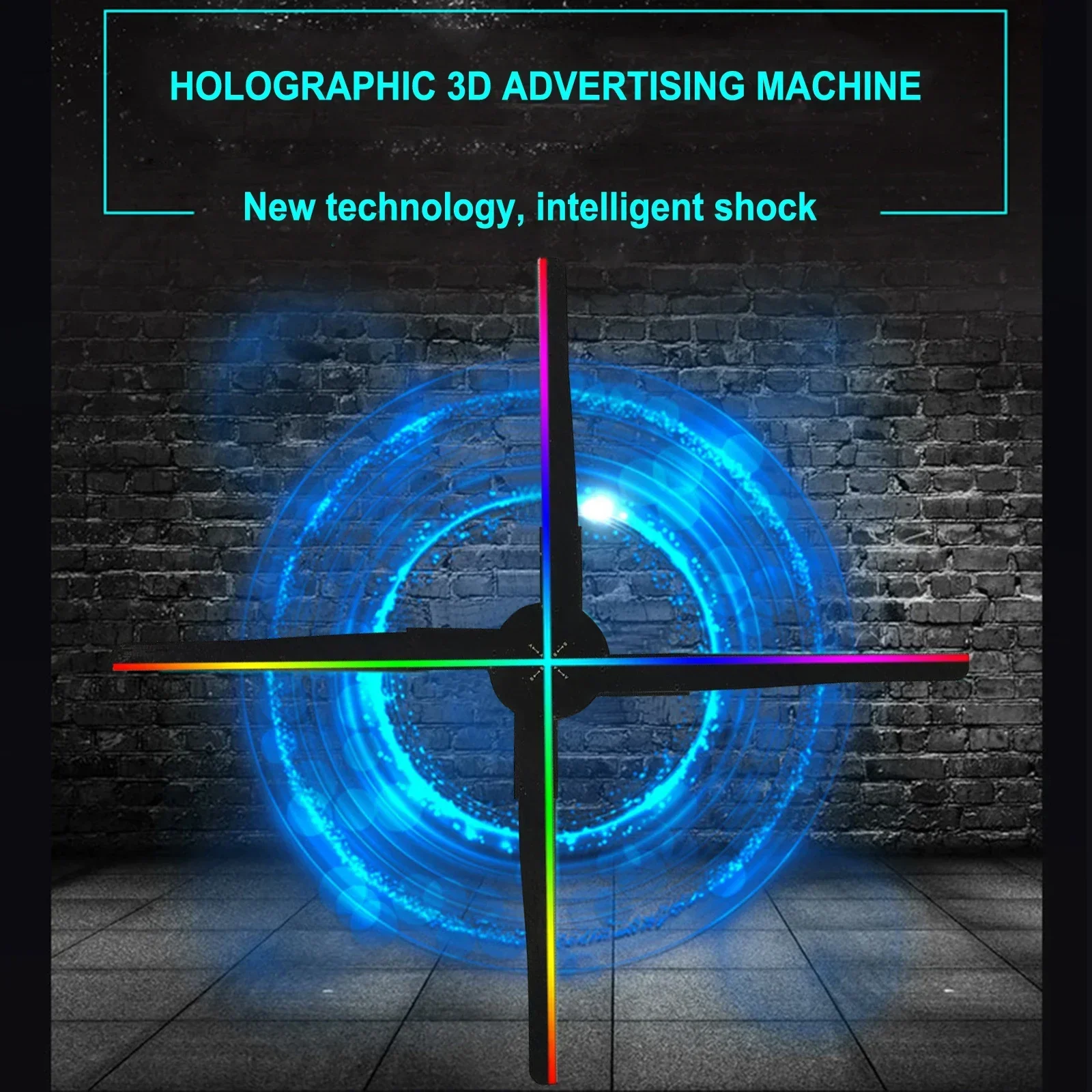

Hot SalesWifi Phone Control Advertising Lights 3D Holographic Projector 52Cm Fan Naked Eye 3D Projection Support Pictures Videos