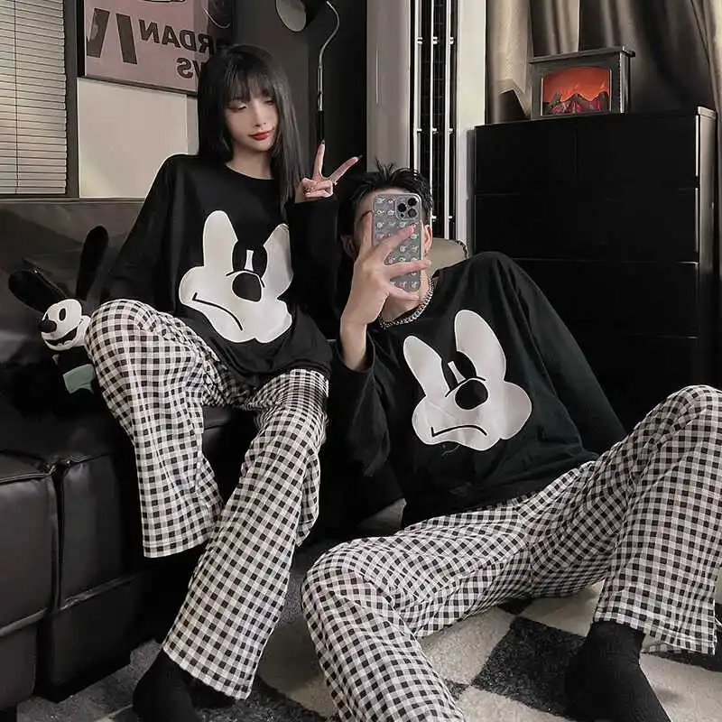 Disney couple pajamas new cotton two-piece suit couple suit cartoon Disney loungewear women\'s clothing Mickey Mouse pajamas