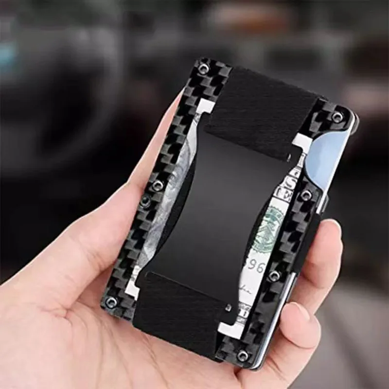 Forged Carbon Fiber Mini Slim Wallet Case Organizer for Men Cartera Tarjetero Hombre Cashback Credit Card Holder Luxury Gift