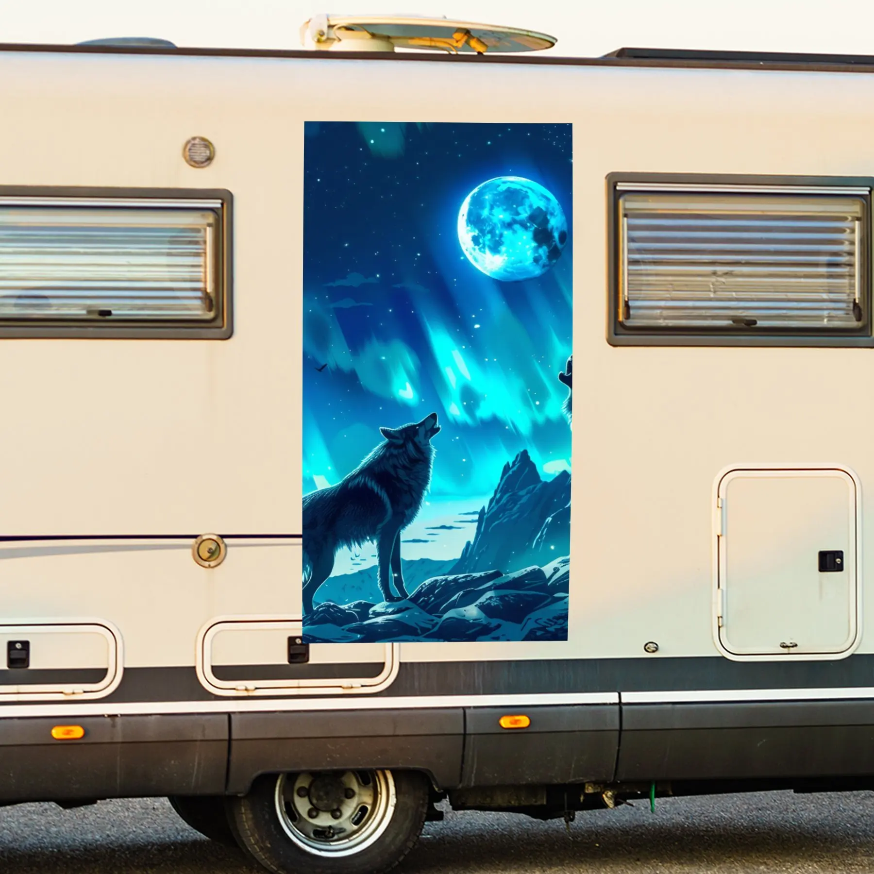

Moonlit Wolf Vinyl Decal for Motorhome Car Door, Waterproof Self-Adhesive Vinyl Stickers, Decoration Protection Automotive Car V