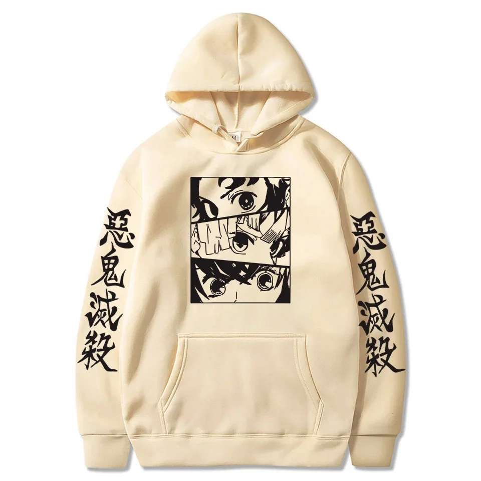 Hot Sale Japan Anime Demon Slayer Kamado Tanjirou Hoodies Fashion Cartoon Agatsuma Zenitsu Eyes Pullover Top Harajuku Sweatshirt