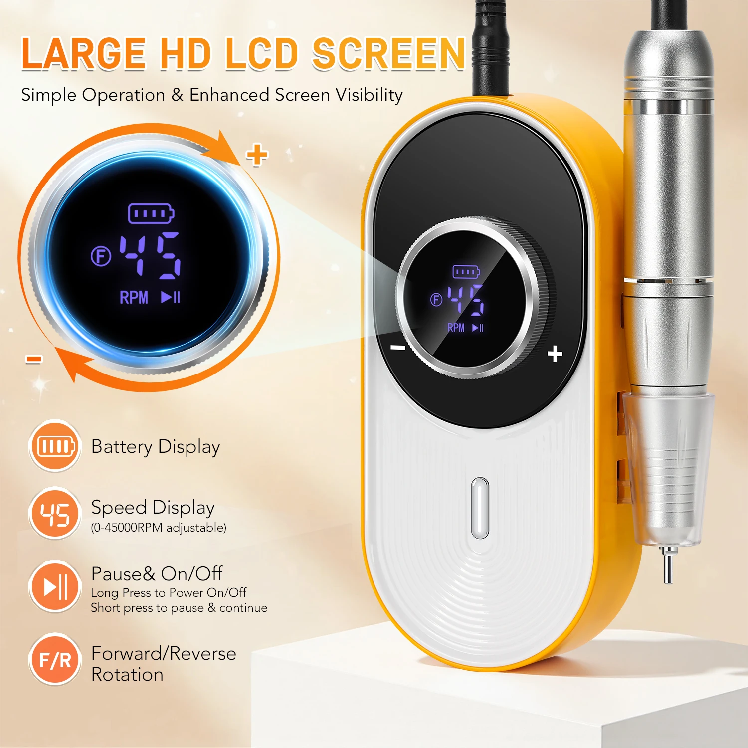 DianaBeauty 45000RPM الكهربائية مسمار الحفر آلة المهنية جيل للأظافر الملمع المحمولة ملف الأظافر لمزيل الأظافر هلام