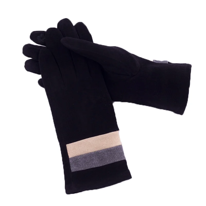 

Female Autumn Winter Soft Warm Thin German Velvet Stripe Glove Elastic Women Driving Touch Screen Cycling mom's Mitten O15