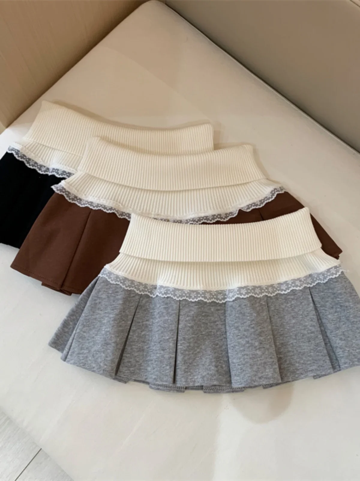 

plus Size Knitted A-Line Skirt Women's Autumn Winter High Waist Flared Skirts Puffy f-length Skirts for plus Size