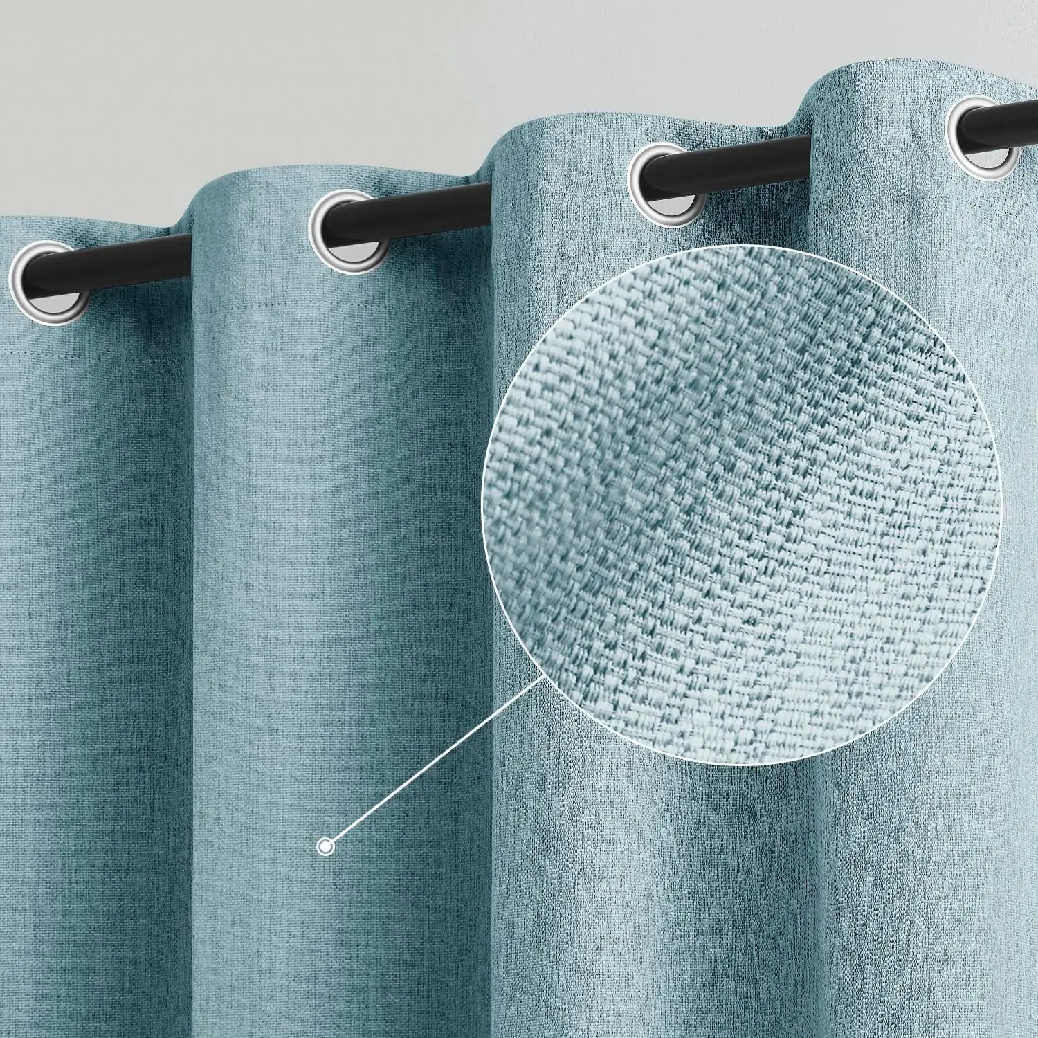 

Linen Blue Blackout Curtains For Bedroom, 52 Inches Wide, 84 Inches Length Energy Saving Burlap Texture Window Curtains For