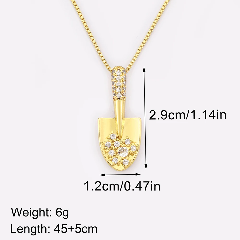 Nidin New Creative Design Shovel/Tennis Racket Shiny Crystal Zircon Pendant Necklace For Women Jewelry Accessories Fine Gifts