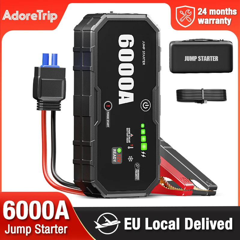 Car 6000A Portable 12V Jump Starter Power Bank 12V Auto Battery Charger Booster Emergency Starting Device For Pickup,SUV,Trucks