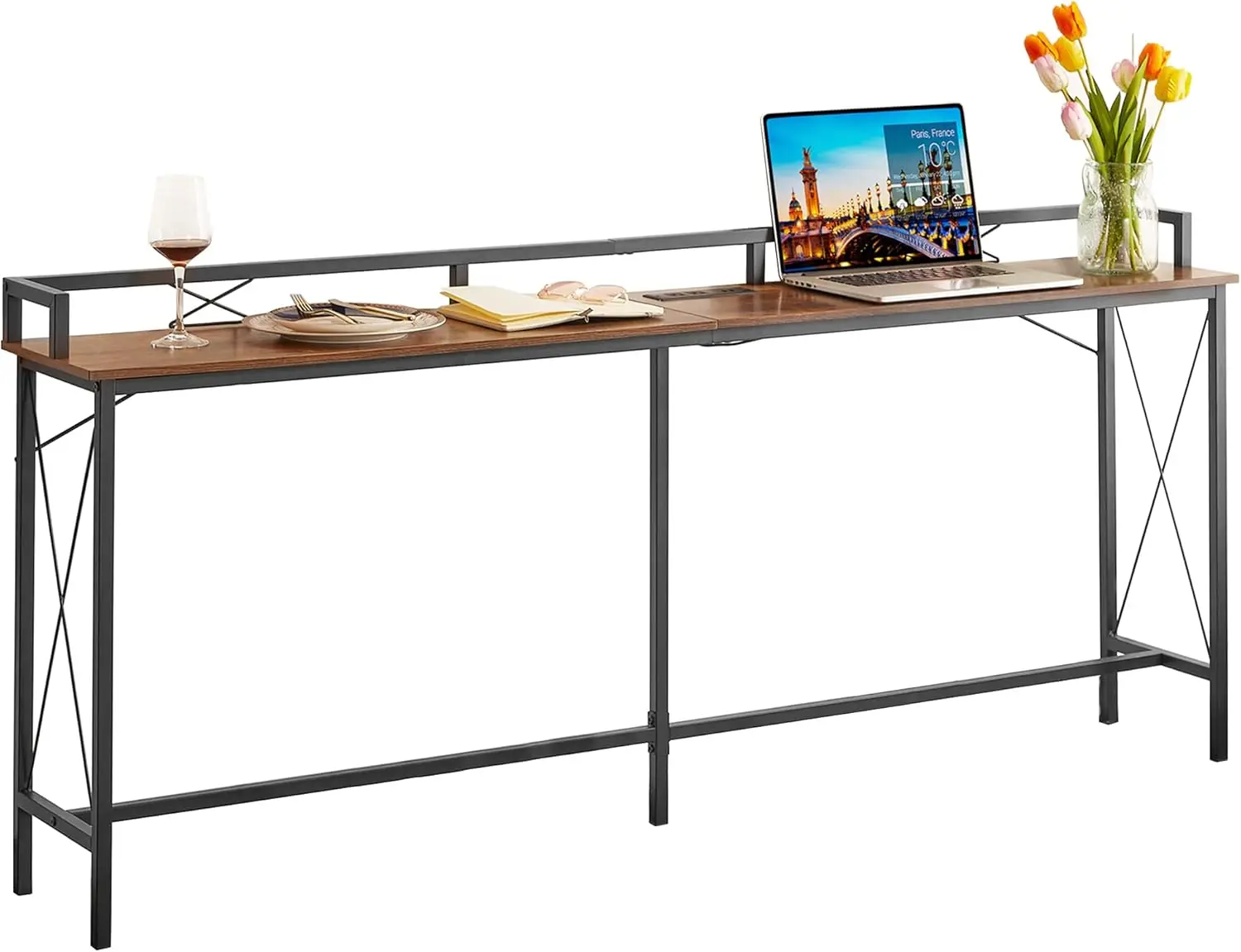 

Современный консольный столик с 2 розетками и 2 USB-портами, узкий придиванный столик для гостиной или прихожей, 39,4 дюйма (длина) x 11,8 дюйма (ширина) x 31,5 дюйма (высота)