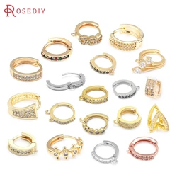 18K Gold Farbe Messing und Zirkon Runde ovale Form Schleife Ohrring Haken Hochwertige Schmuckherstellung Zubehör Erkenntnisse Zubehör