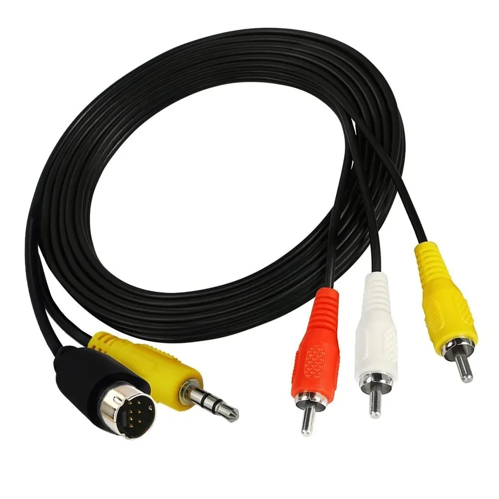 S-Video 7-Pin with 3.5mm Audio to 3-RCA Composite Cable PC to TV Video & 3.5mm Audio to Composite Video and RCA L/R Audio