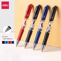 DELI Retractable Gel Pens 0.5mm12pcs/Box Black Blue Red Ink Smooth Click Pens for Writing Office & School Supplies