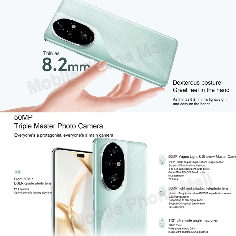 2024 Originele Honor 200 Pro 5G mobiele telefoon 6,78 inch 120 Hz scherm Leeuwebek 8s Gen 3 Android 14 camera 50MP NFC Smarpthone